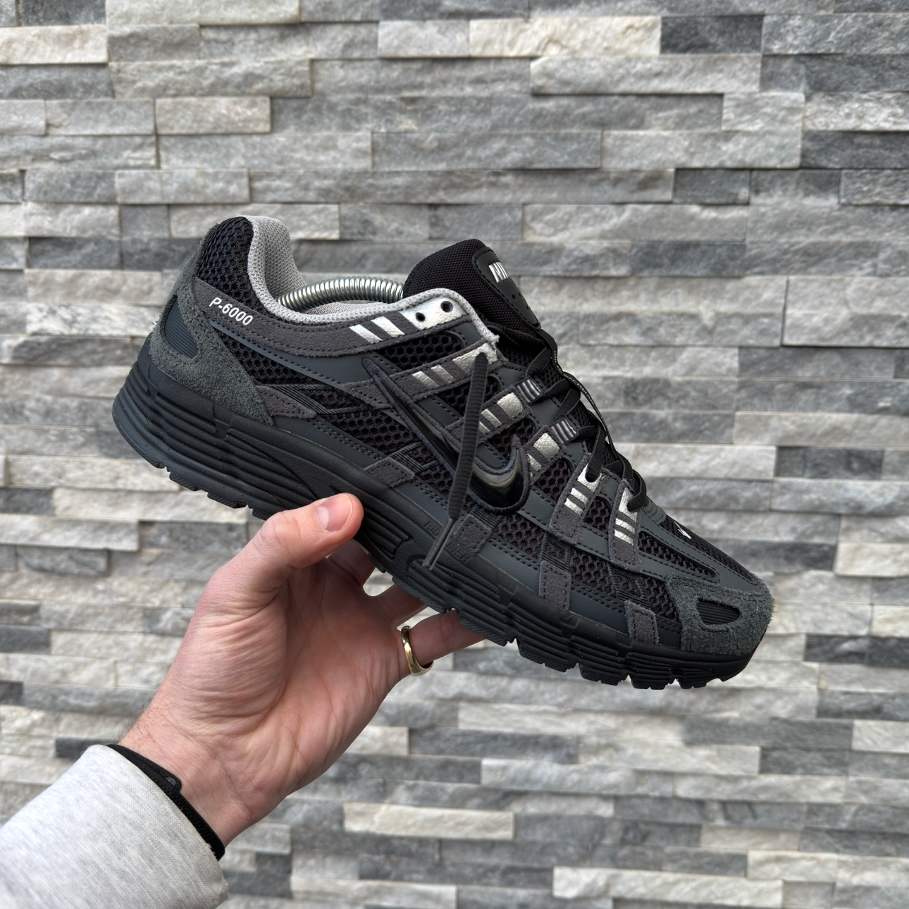 nike p 6000 black on feet