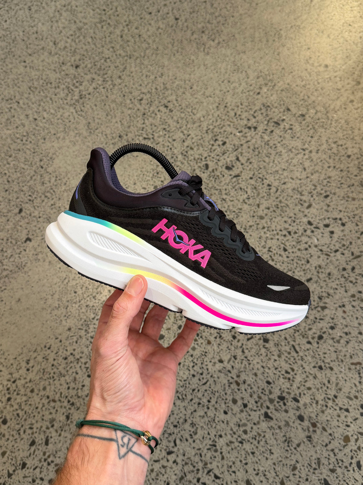 HOKA Bondi 9 Black Neon Dragonfruit Women's