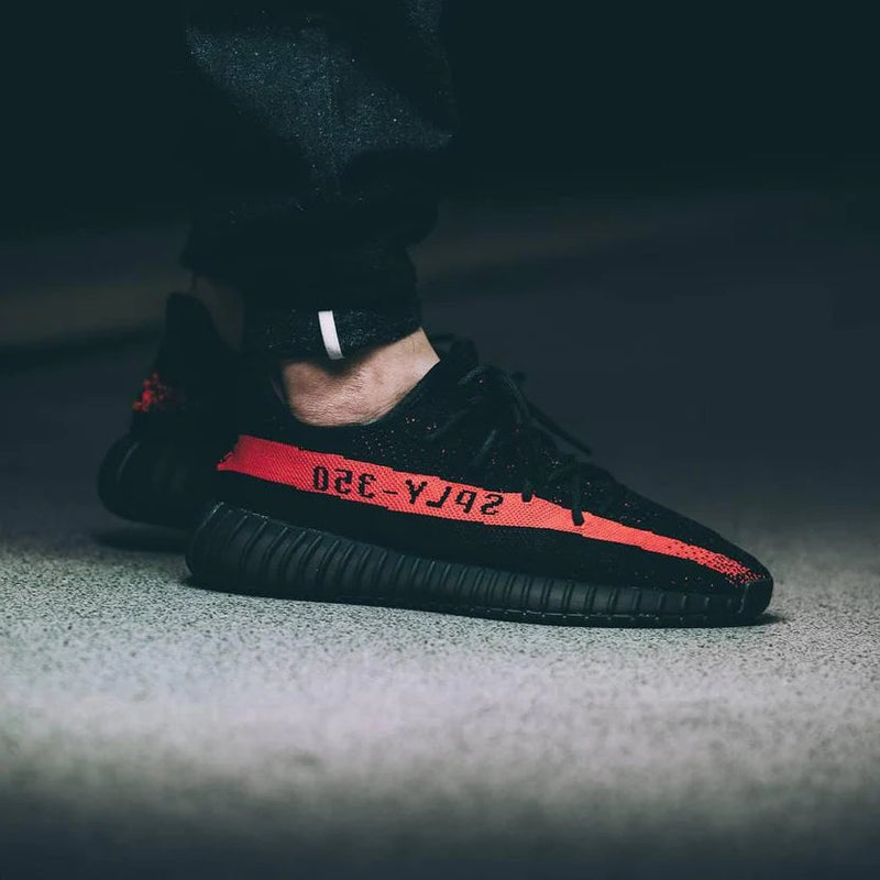 adidas Yeezy Boost 350 V2 Core Black Red Stripe – SteppedInUk