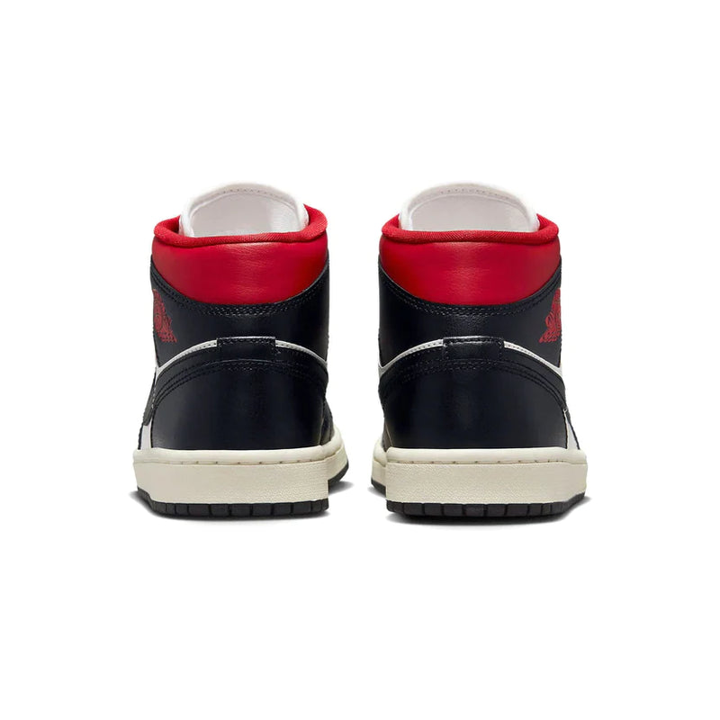 Nike Air Jordan 1 Mid Black Sail Gym Red (W)