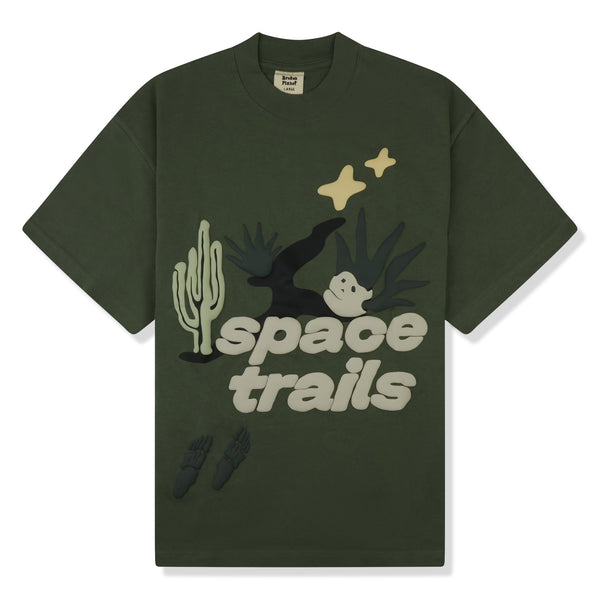 Broken Planet Space Trails Olive Green T Shirt
