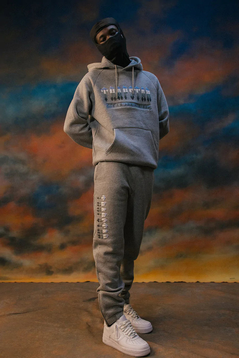 Trapstar Chenille Decoded 2.0 Hooded Tracksuit - Grey/ Ice Blue ...