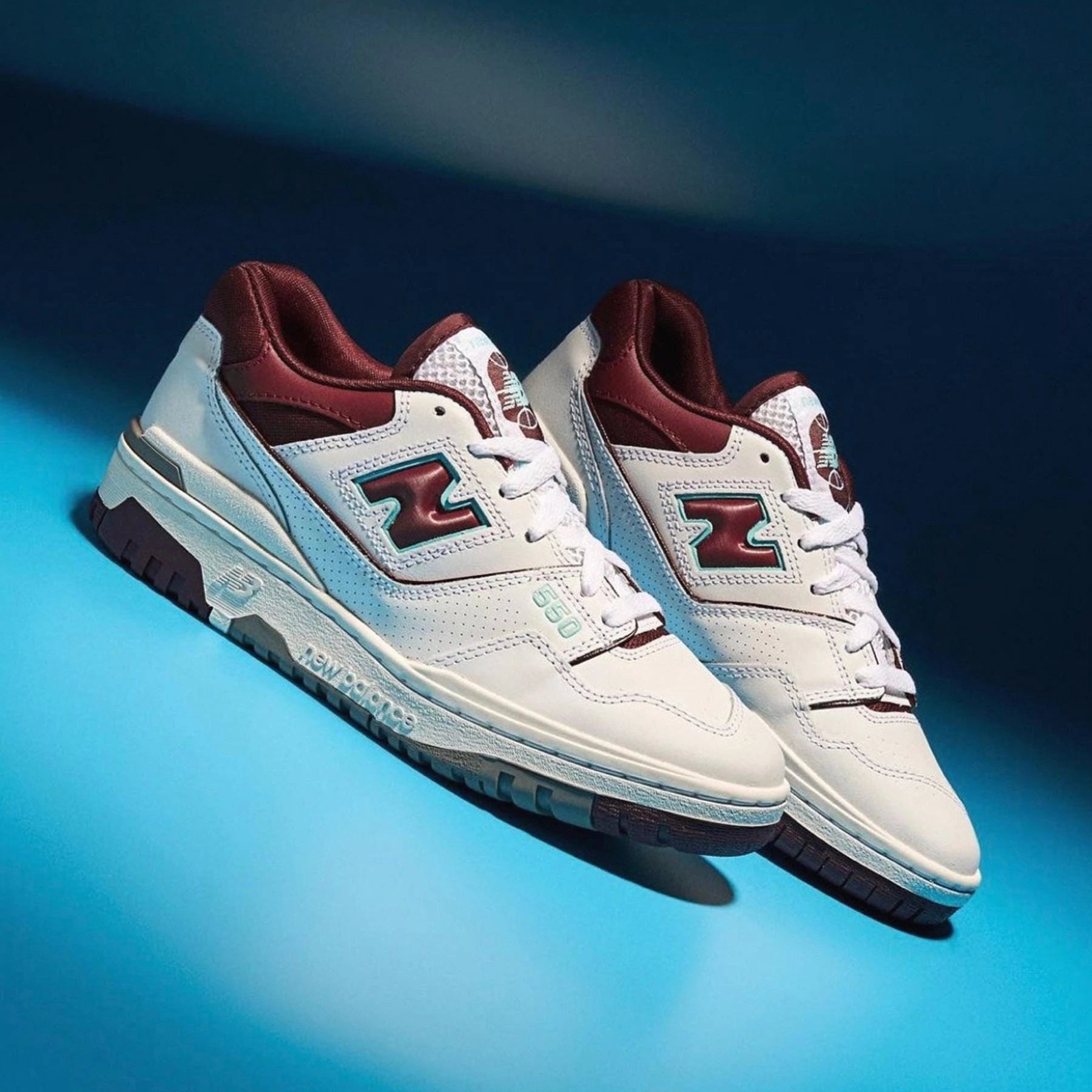 New Balance 550 Burgundy Cyan Turquoise