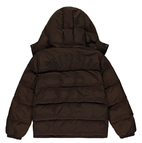 TRAPSTAR IRONGATE DETACHABLE HOODED PUFFER JACKET - BROWN